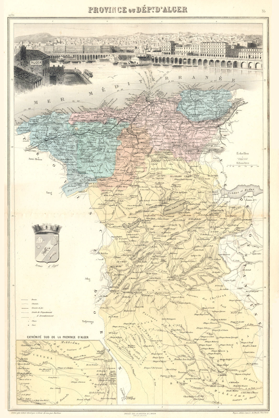 ALGERIA. Province d'Alger (Algiers); Inset sud de Province. Vuillemin 1903 map